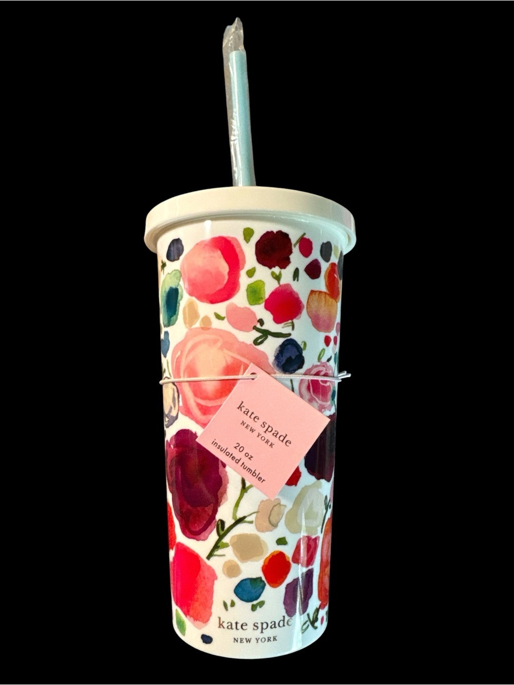 kate spade 20 ounce white floral watercolor insulated tumbler